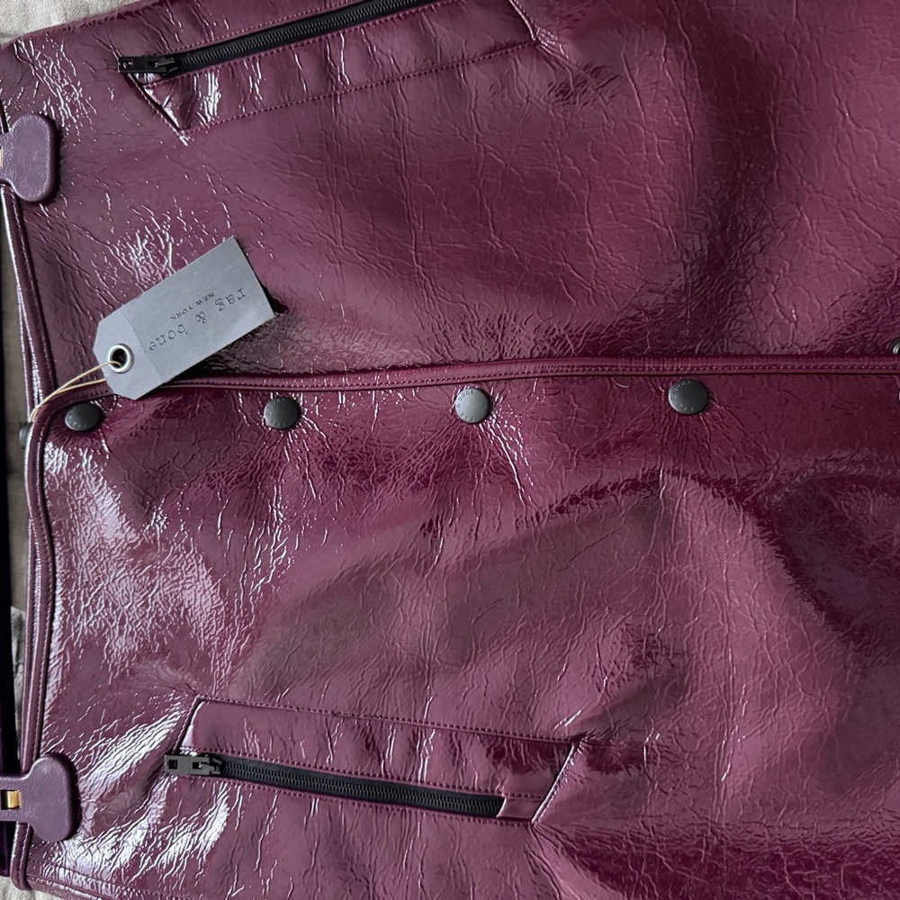 Glossy Burgundy Button-Down Skirt - Picture 3 of 5